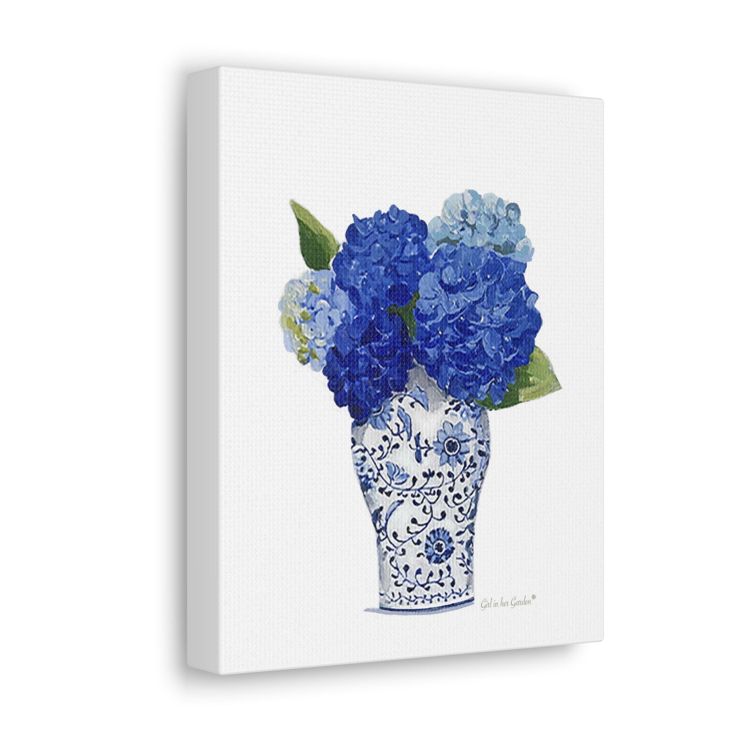 Blue Hydrangeas Chinoiserie Print Canvas