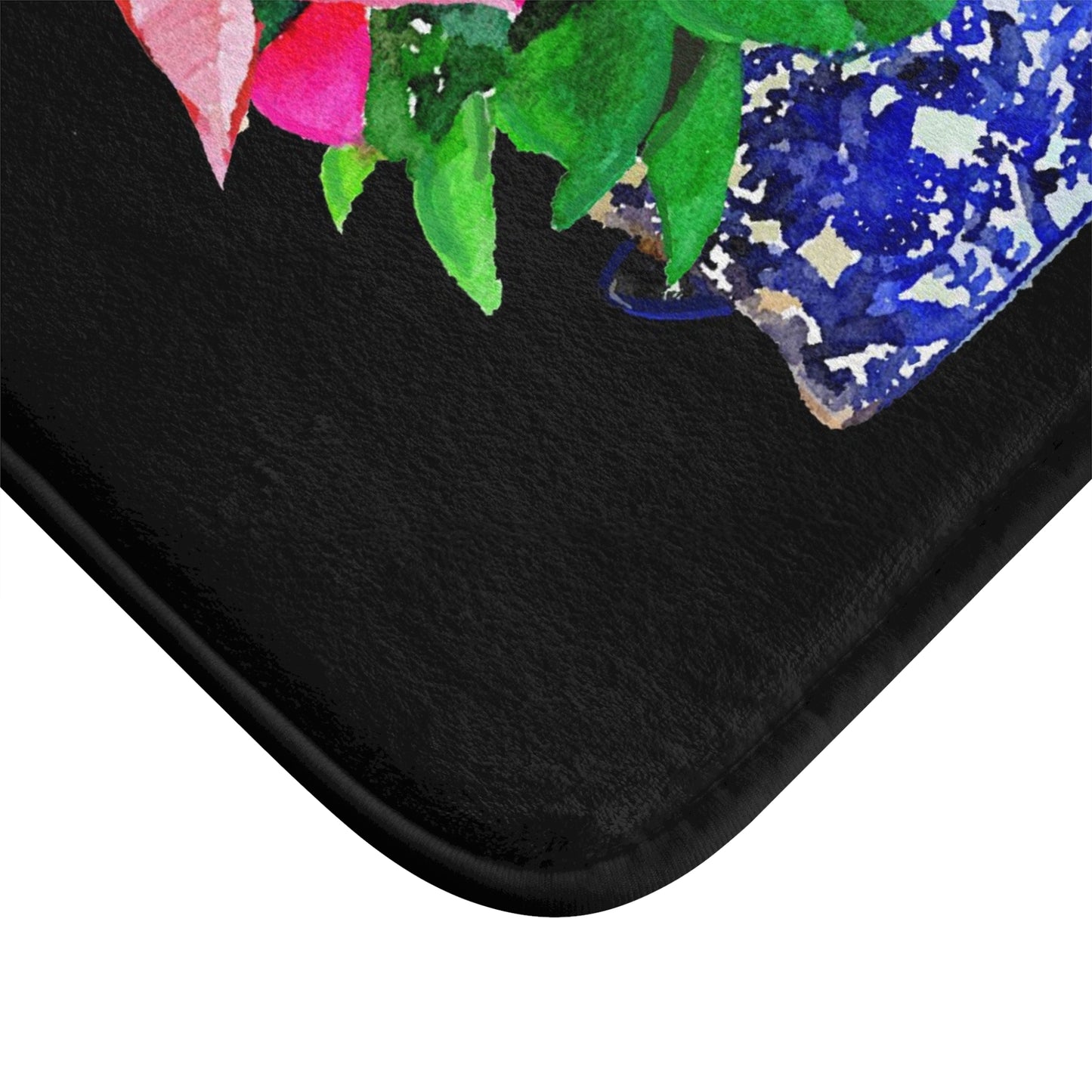 Kitchen, Bath Cushion Mat, Watercolor Poinsettias