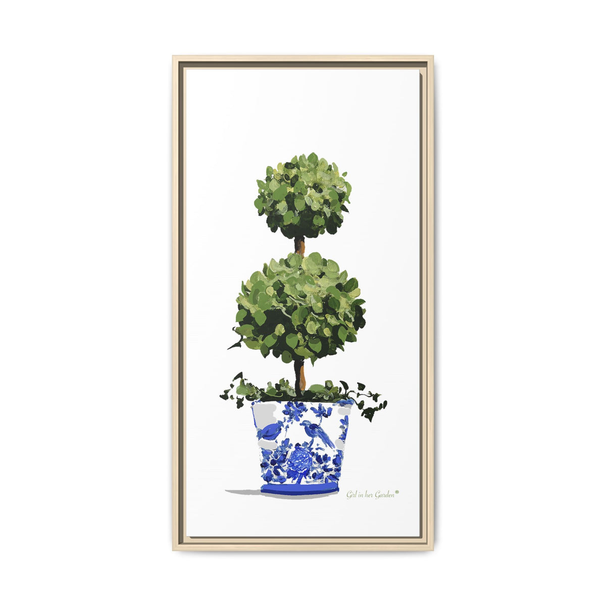 Single & Double Topiary Chinoiserie,  Framed Canvas Set