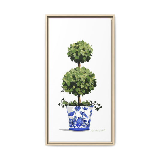 Double Topiary Chinoiserie, Framed Canvas