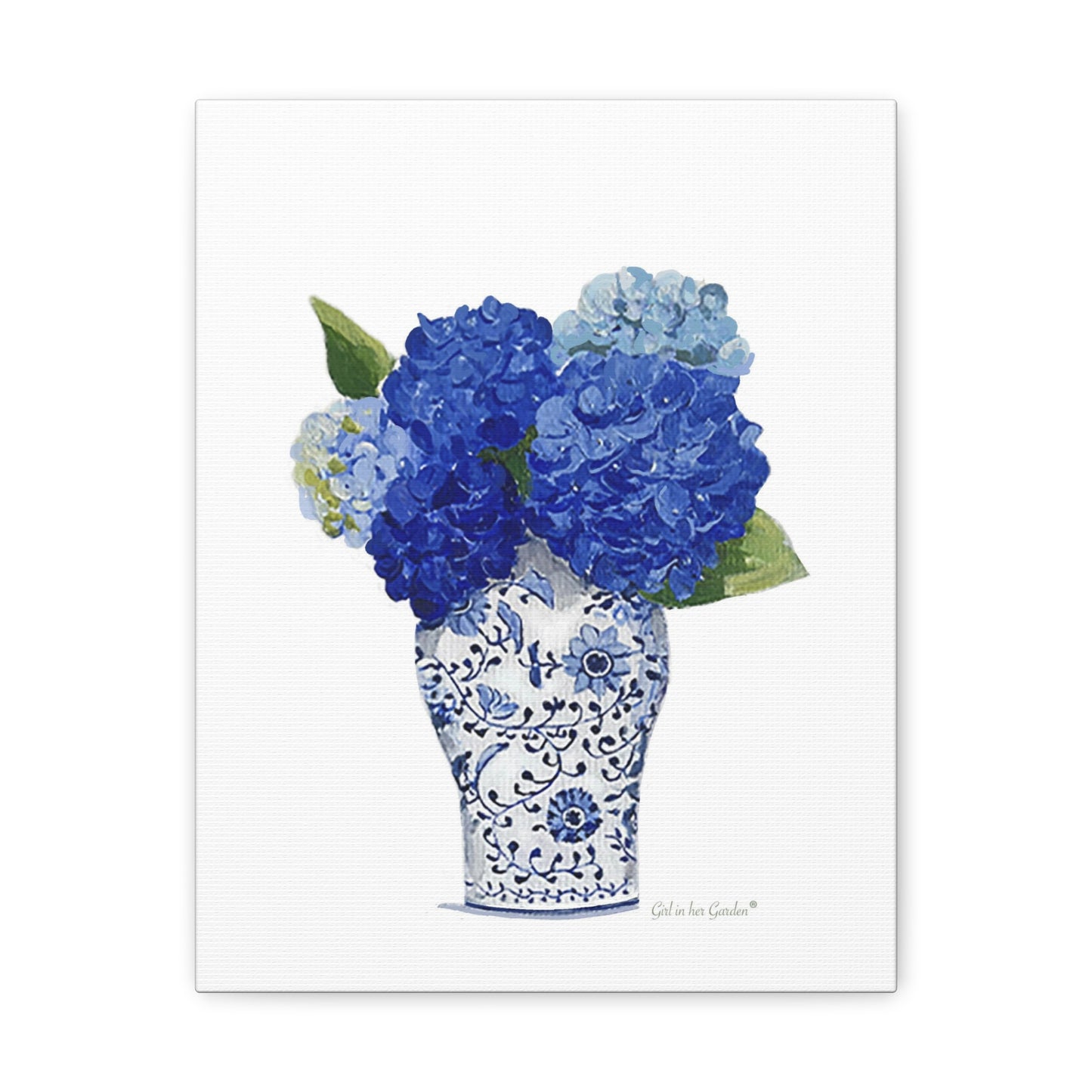 Blue Hydrangeas Chinoiserie Print Canvas