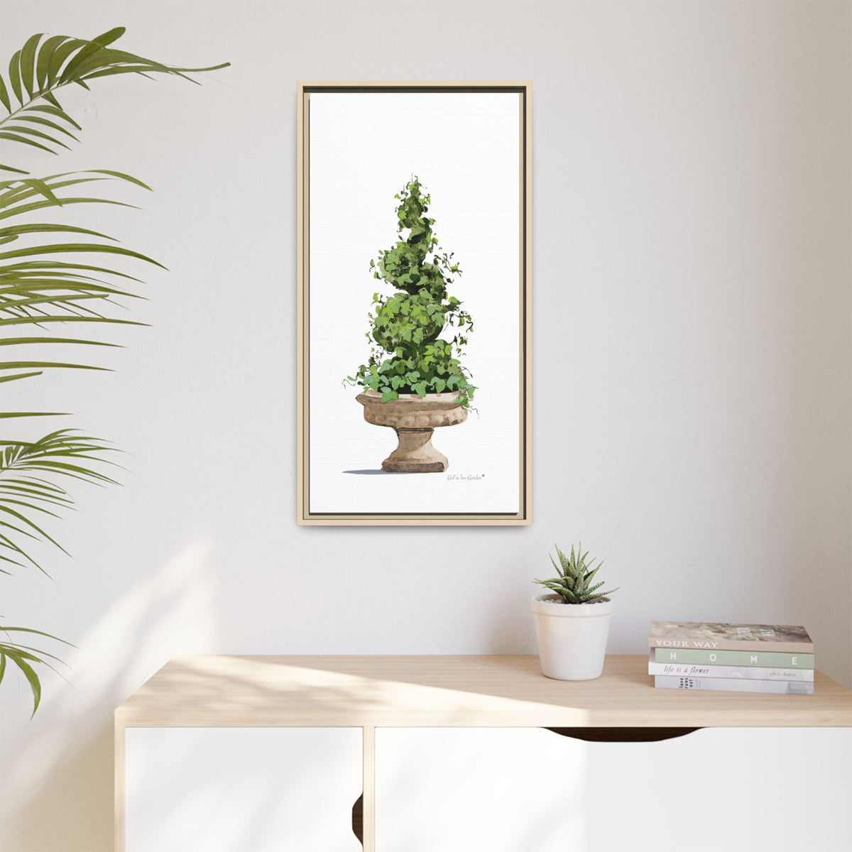 Spiral Urn Planter Framed Canvas
