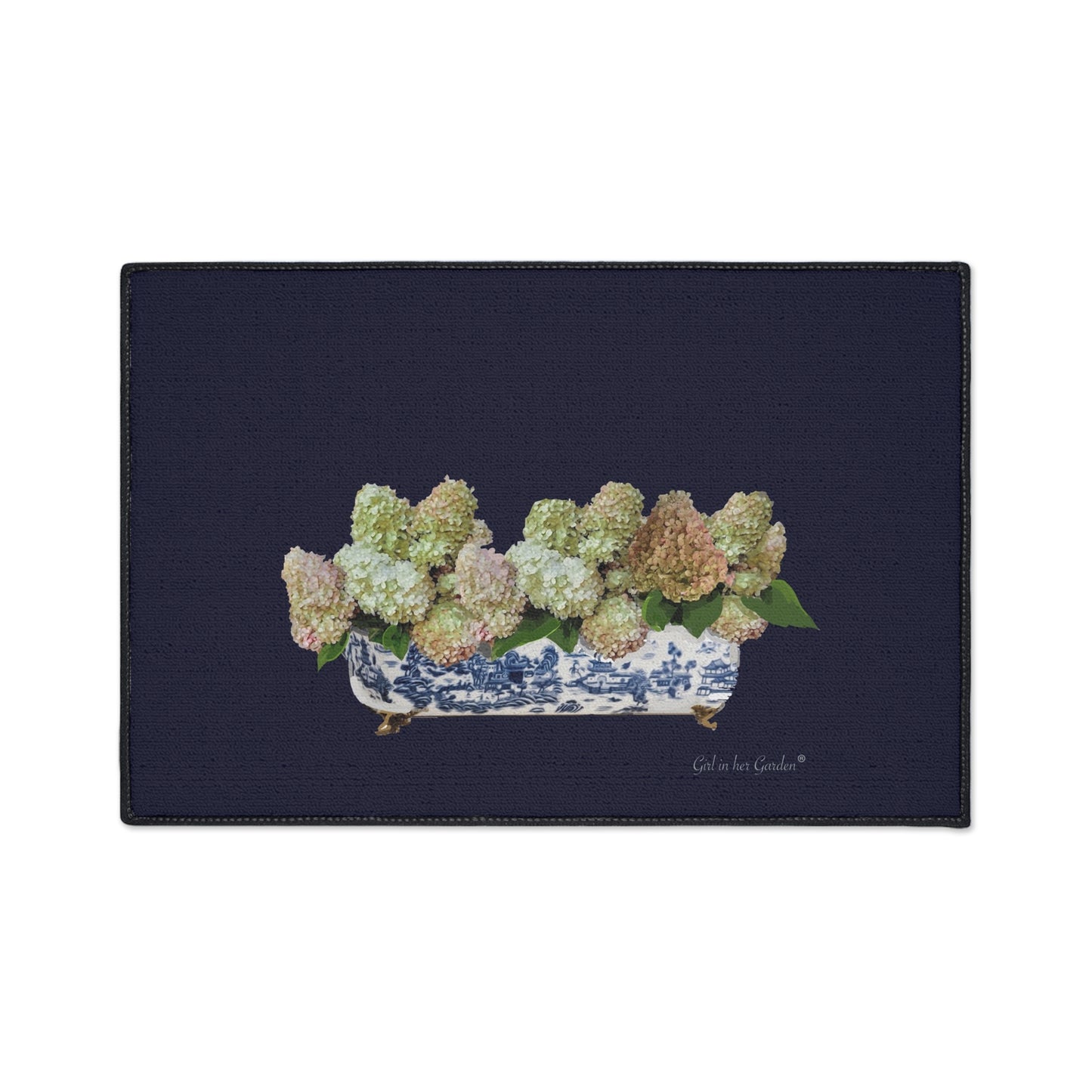 Navy Pegee Fall Planter Floor Mat