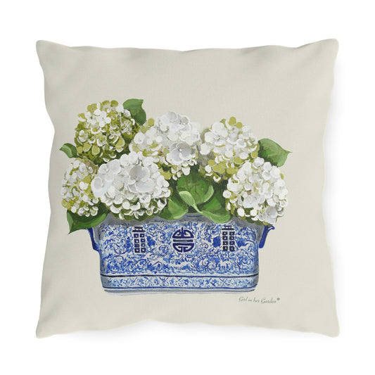 White Hydrangea Outdoor Pillows