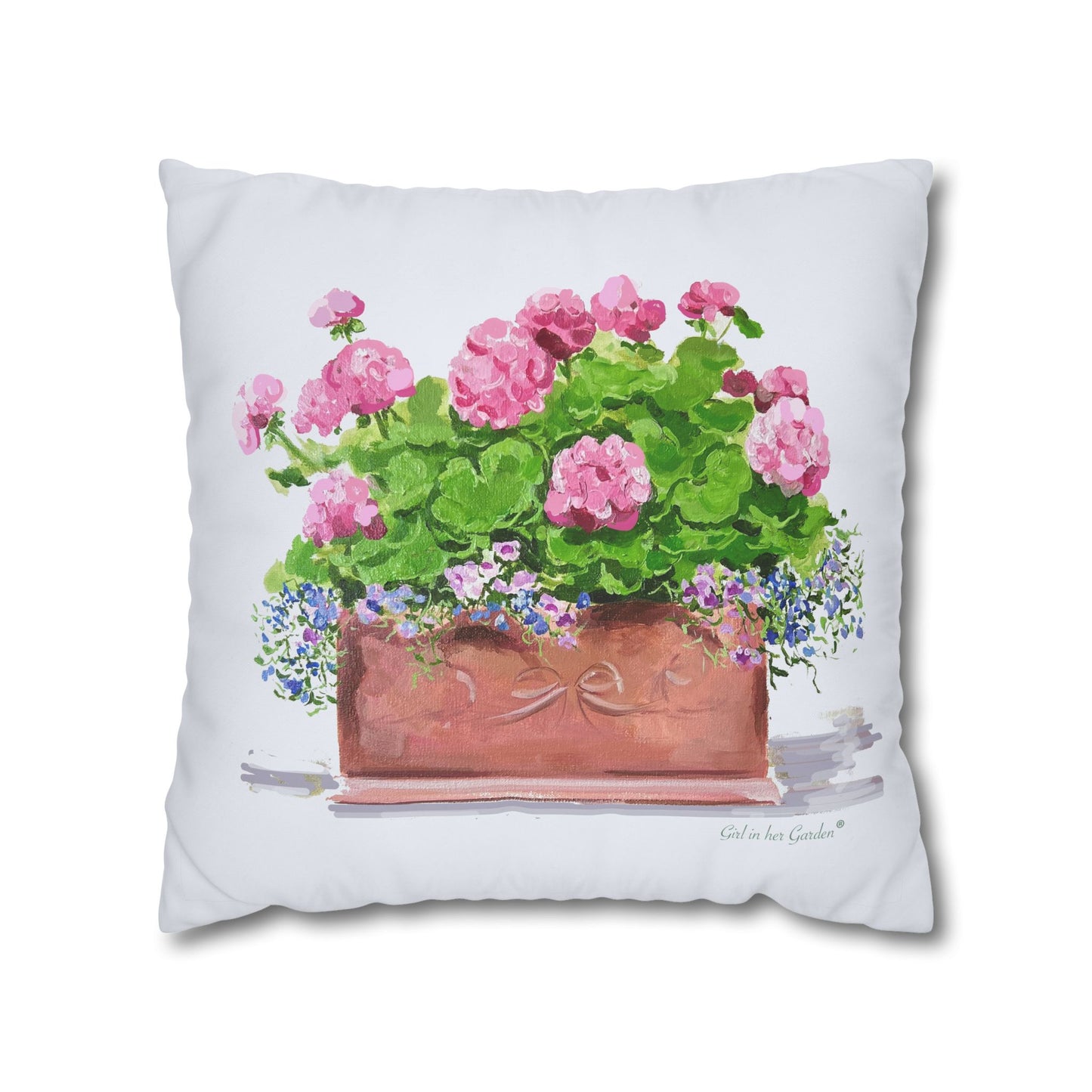 Pink Geraniums Canvas Pillowcase