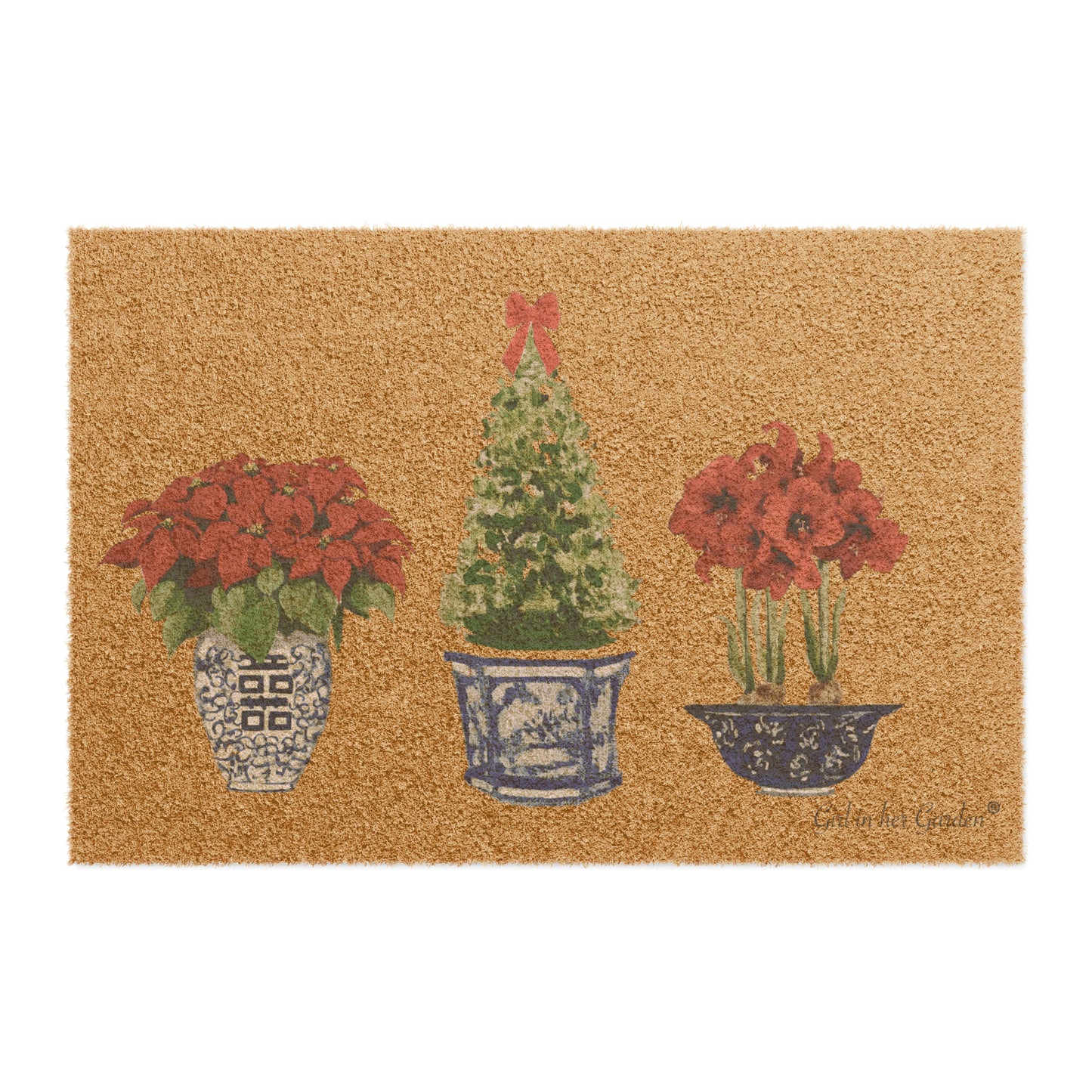 Christmas Trio, Outdoor Coir Fiber Rubber Doormat