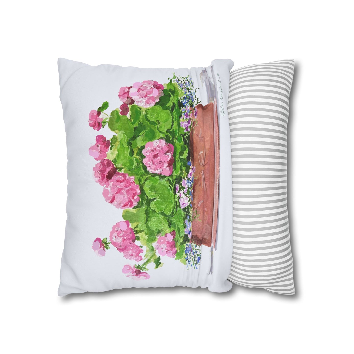 Pink Geraniums Canvas Pillowcase