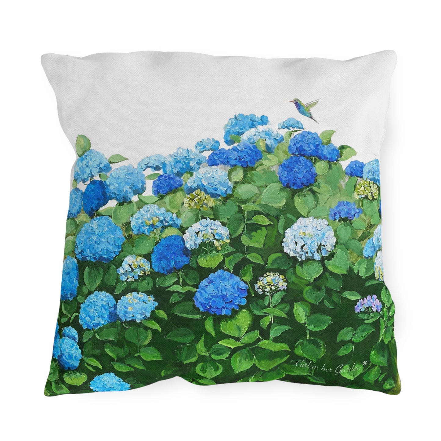 Blue Hydrangeas Outdoor Pillows