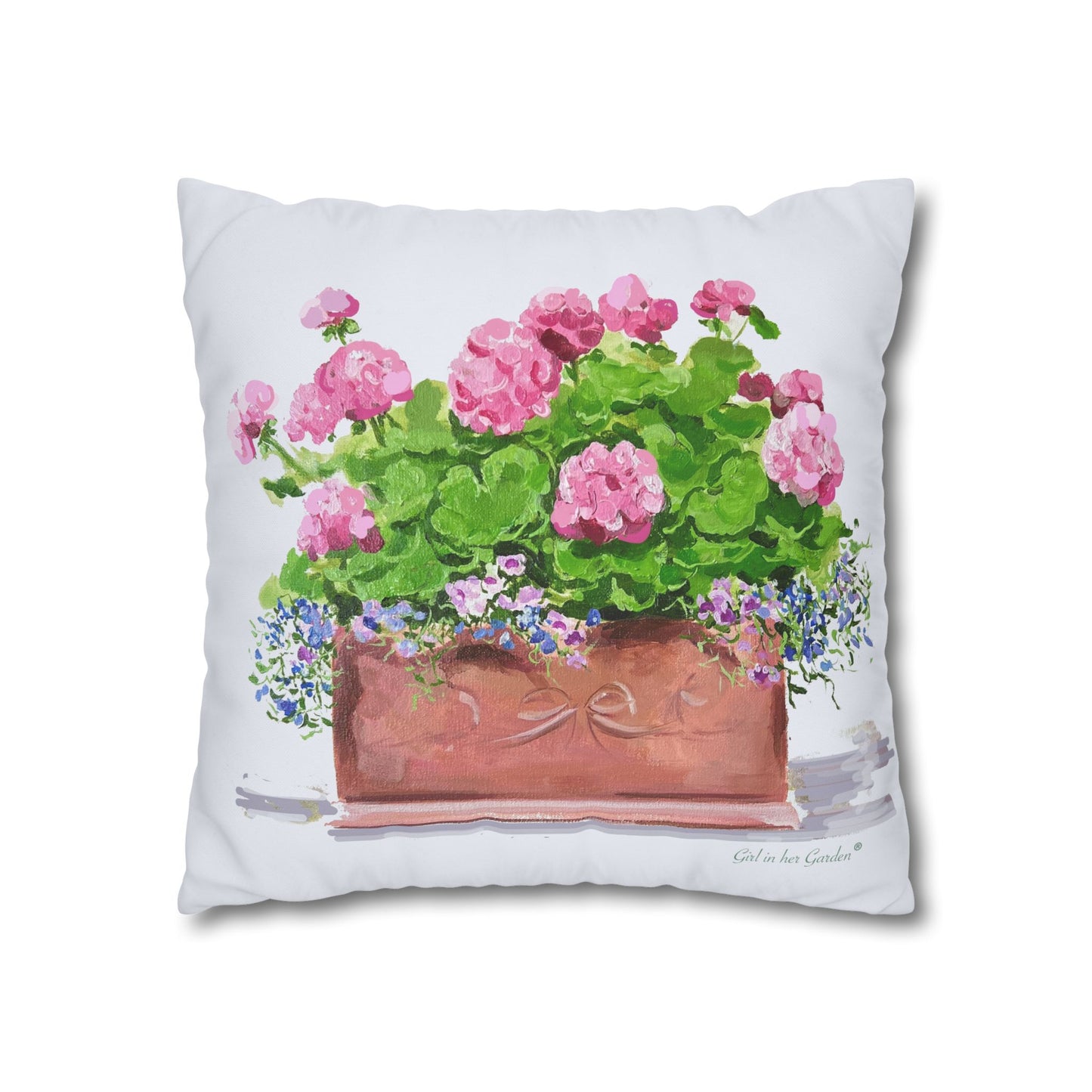 Pink Geraniums Canvas Pillowcase