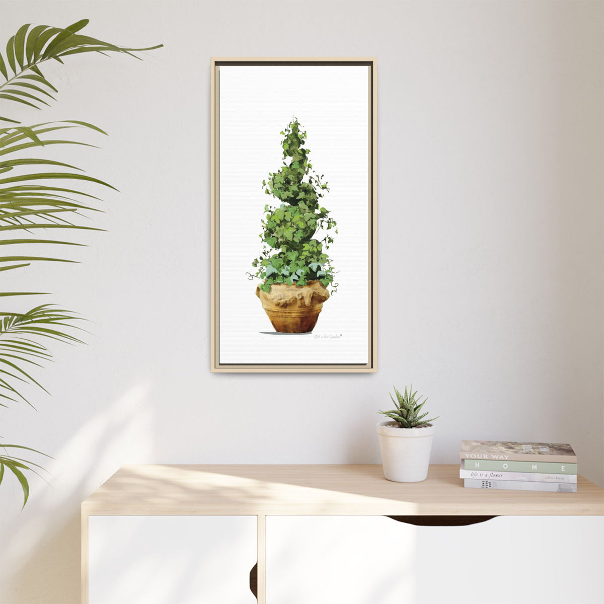 Spiral Topiary Garden Planter Framed Canvas