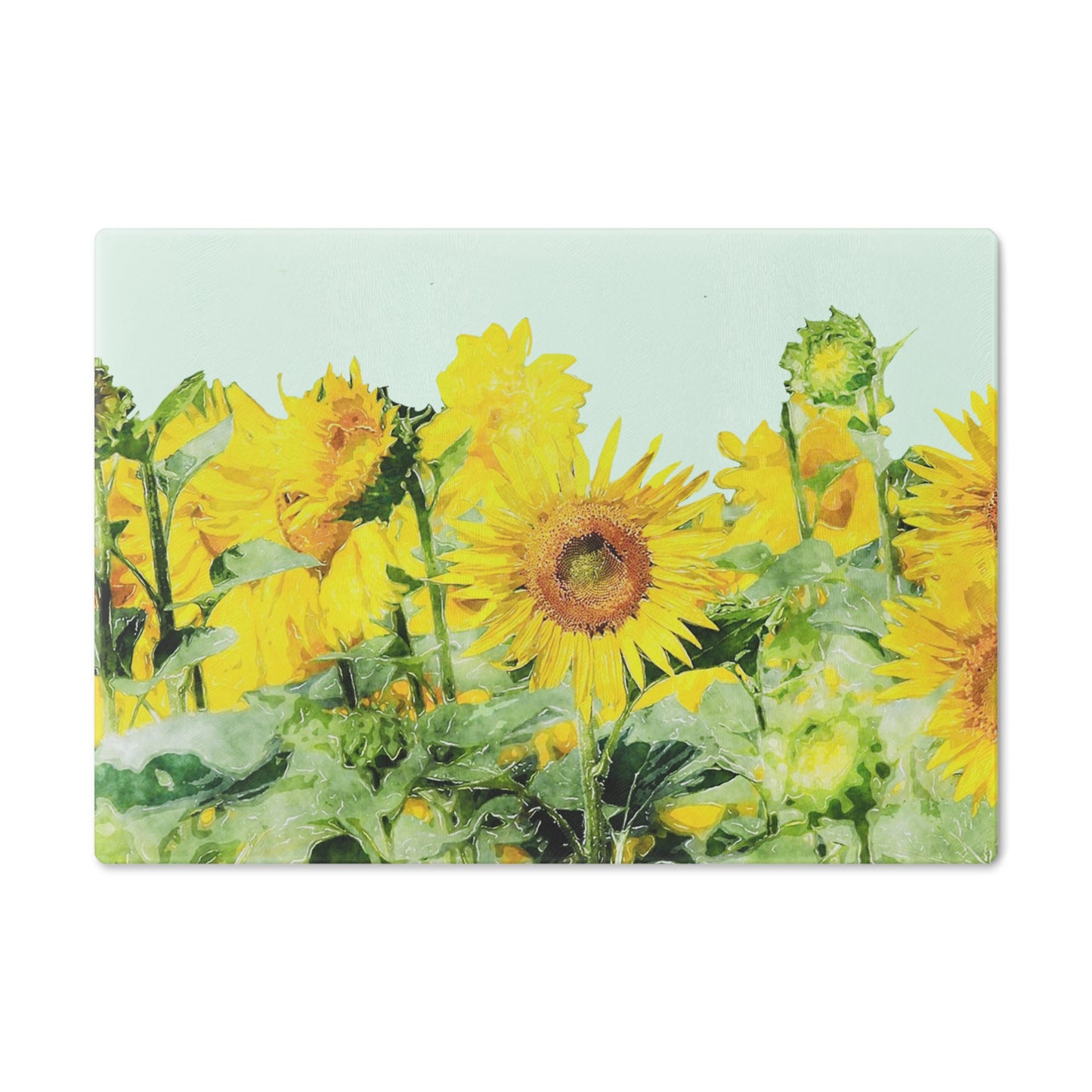 Tempered Glass Cutting Board, Painted Sunflowers