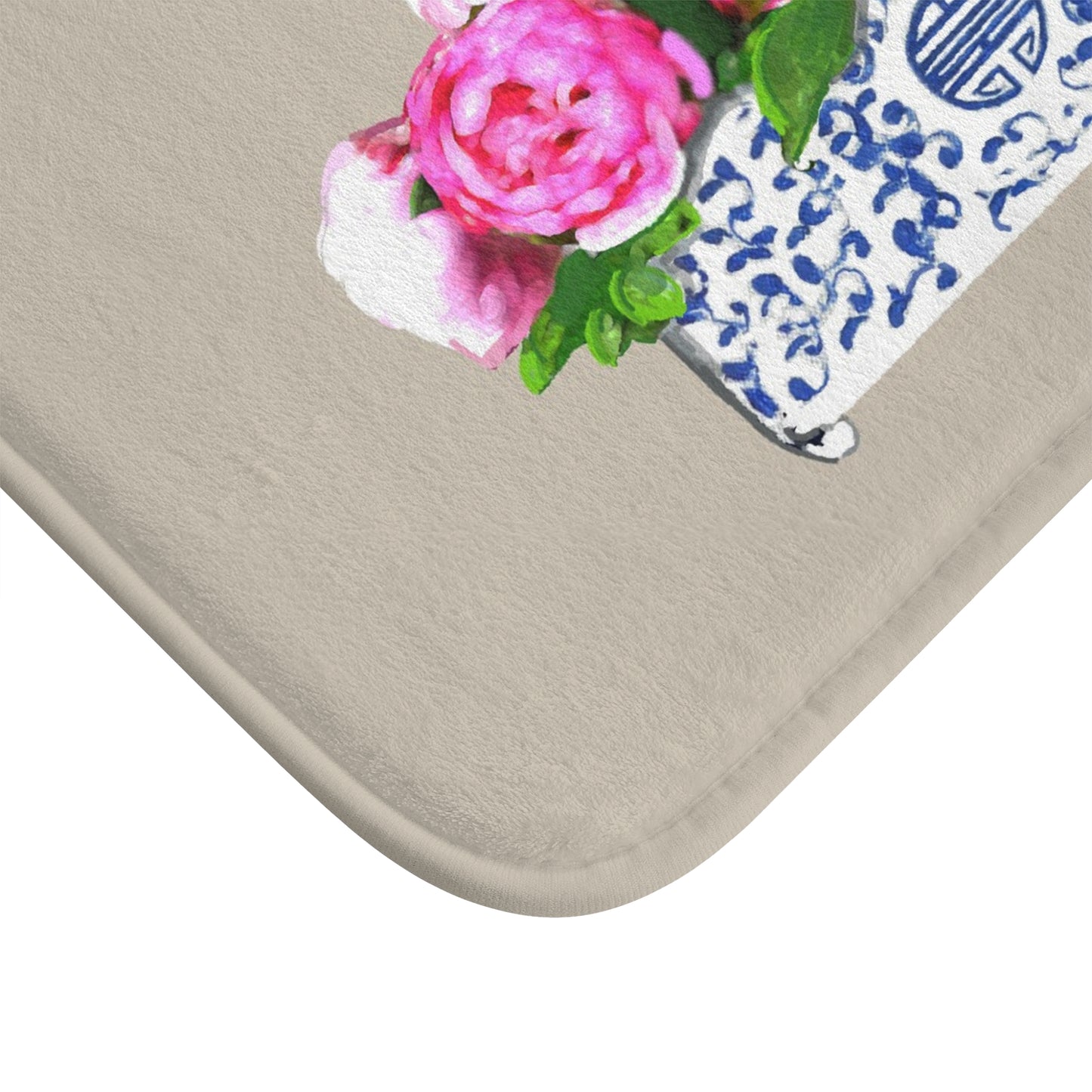 Beige Peonies Kitchen & Bath Cushion Mat
