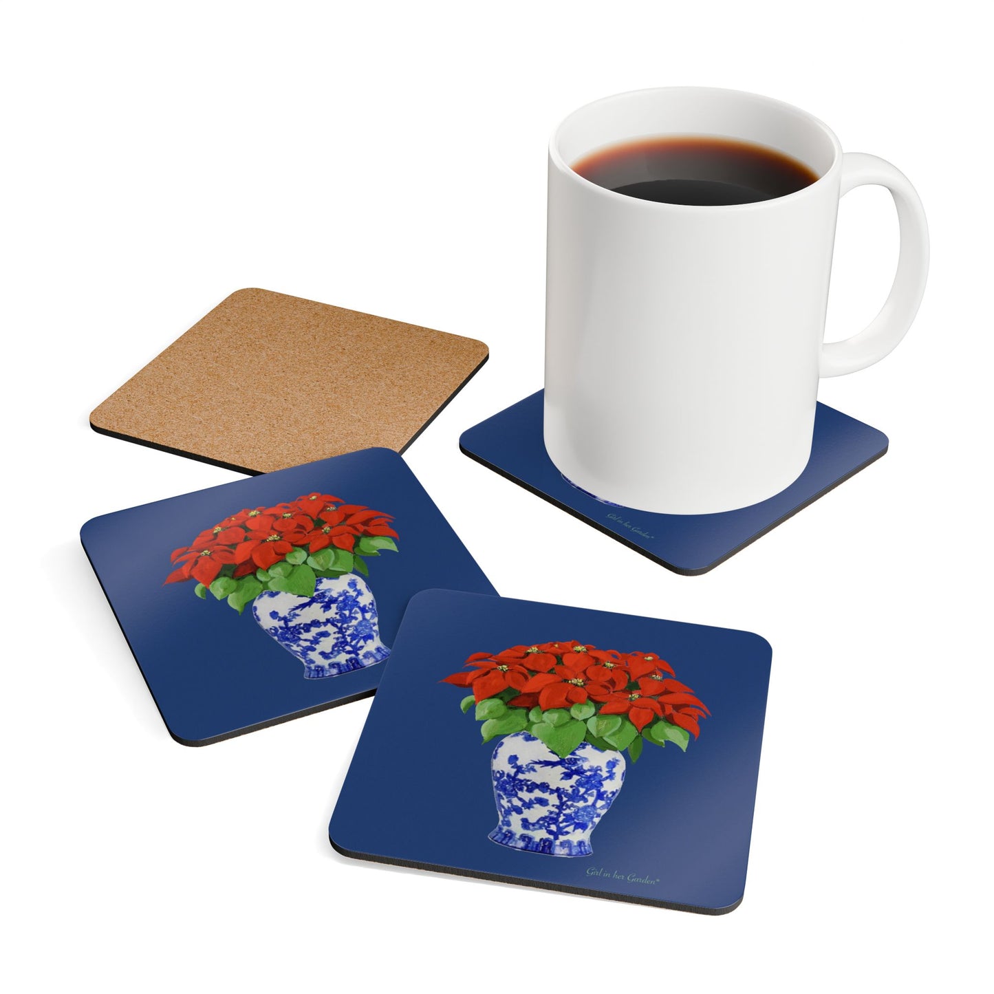 Blue Christmas Chinoiserie Coasters