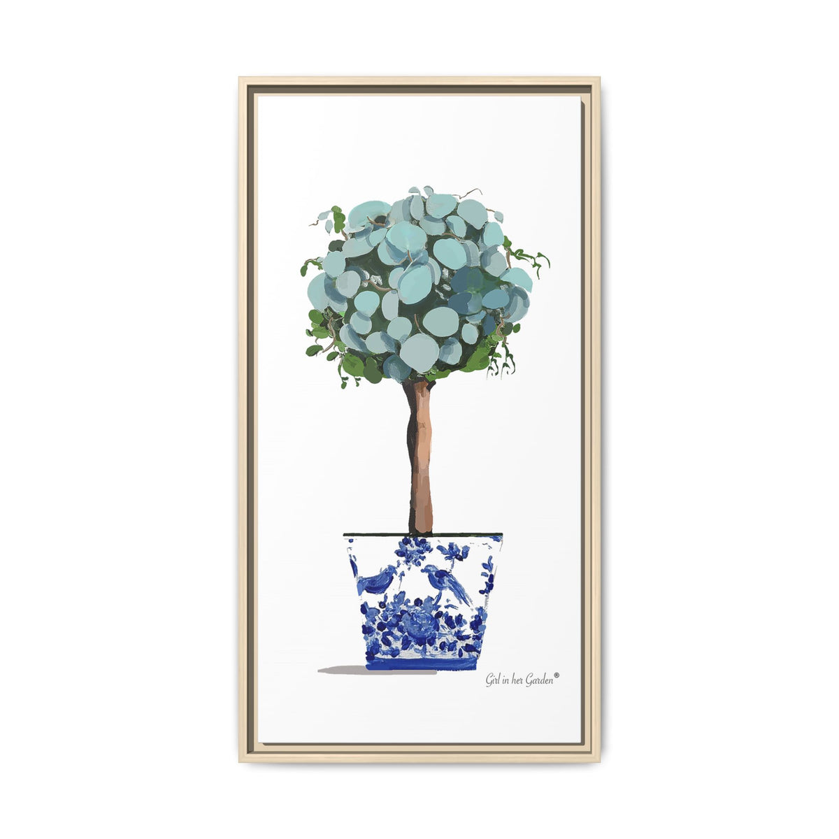 Blue Eucalyptus Topiary Framed Canvas
