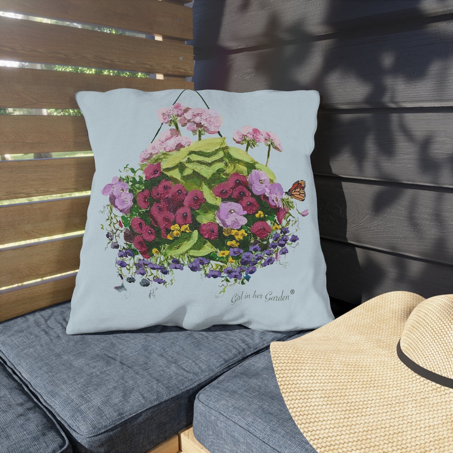 Hanging Basket 2 Outdoor Pillow, Pillow Cover