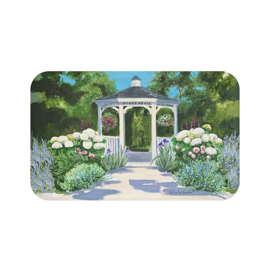 Kitchen, Bath Cushion Mat, Floral Gazebo Garden