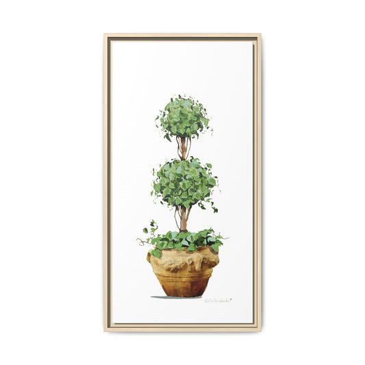 Double Topiary Garden Planter Framed Canvas