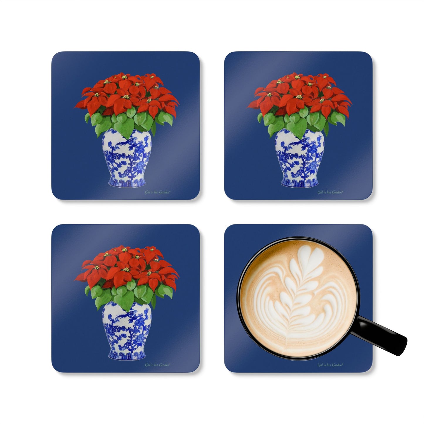 Blue Christmas Chinoiserie Coasters