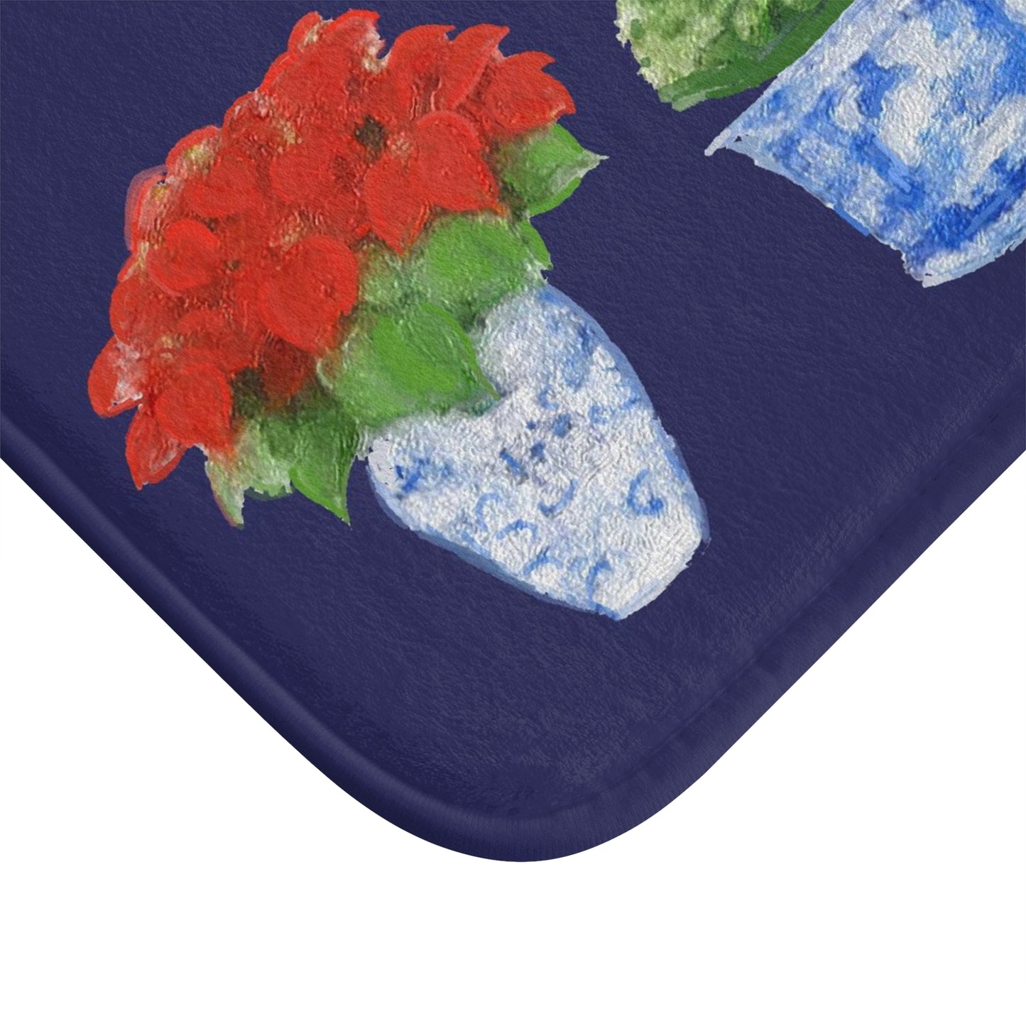 Kitchen Bath Cushion Mat, Blue Christmas Trio