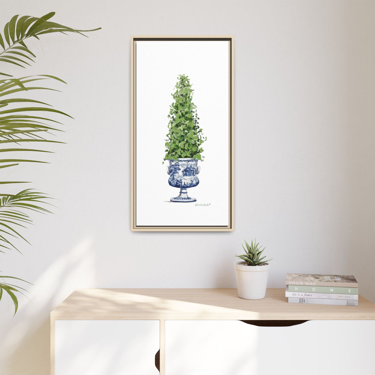 Chinoiserie Topiary Tree, Framed Canvas