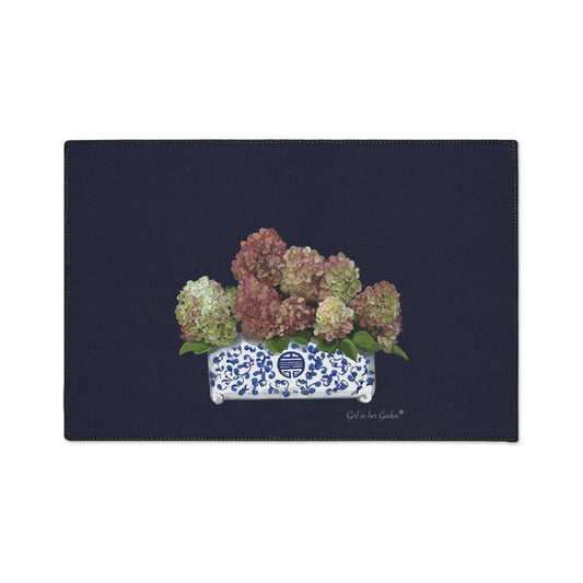 Navy Fall Hydrangea Planter Floor Mat