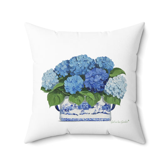 Blue Hydrangea Chinoiserie Pillow