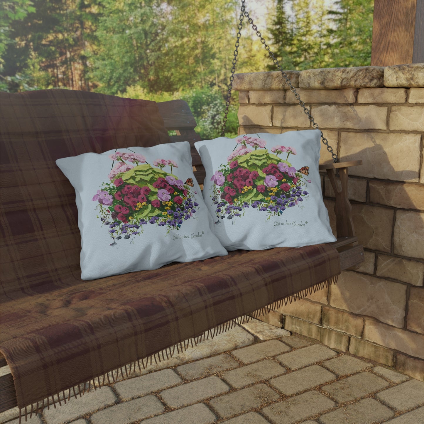 Hanging Basket 2 Outdoor Pillow, Pillow Cover
