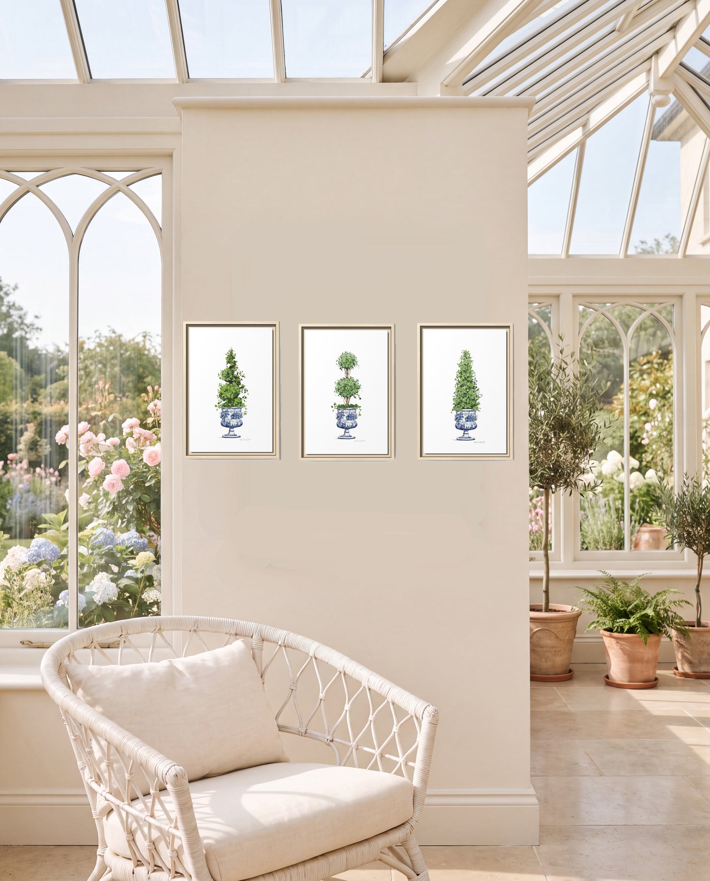 Topiary Trees, Framed Canvas Set of Three