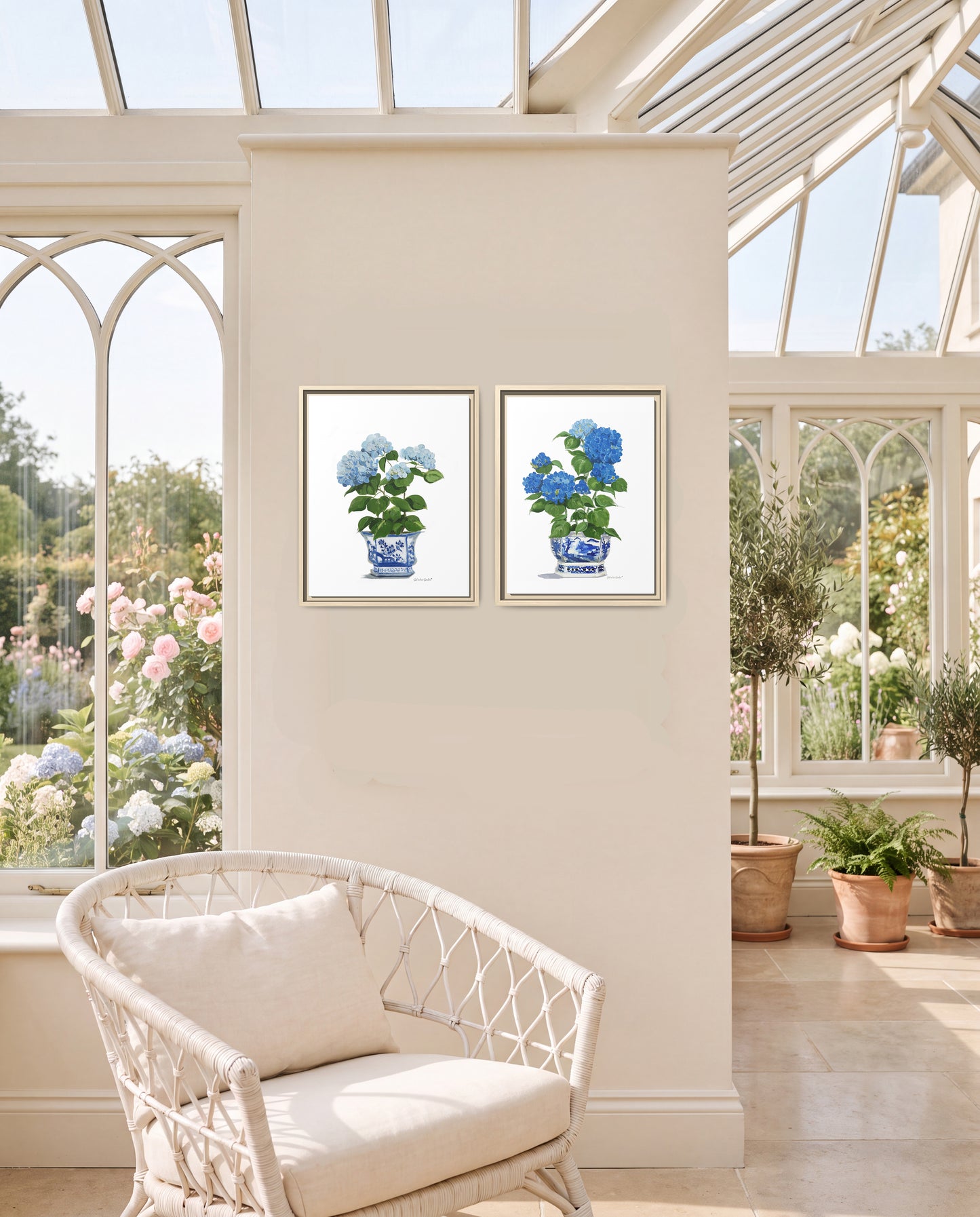 Nikko Blue Hydrangeas, Framed Canvas Set