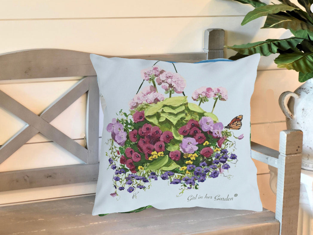 Hanging Basket 2 Outdoor Pillow, Pillow Cover