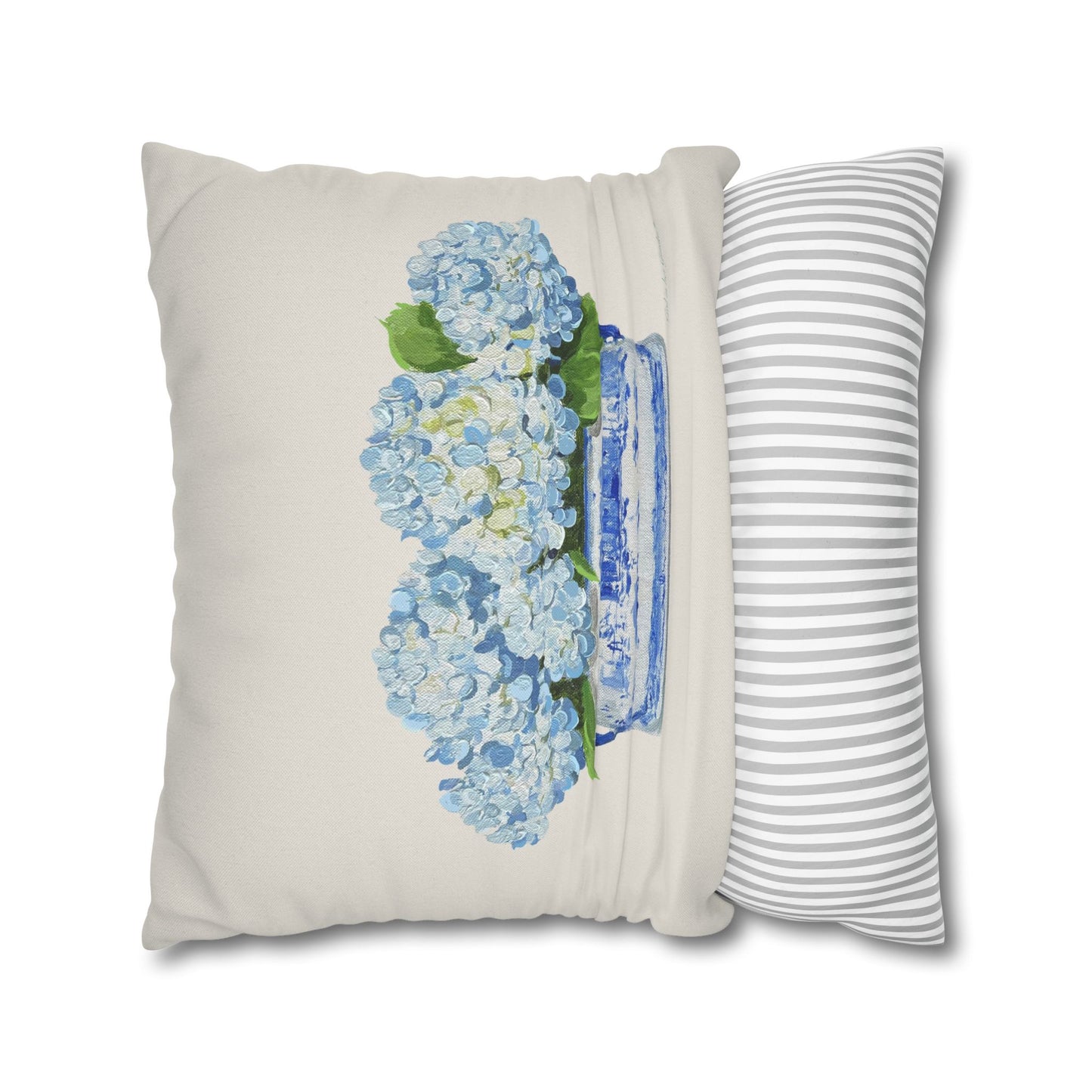 Light Blue Hydrangea Pillow, Pillow Cover