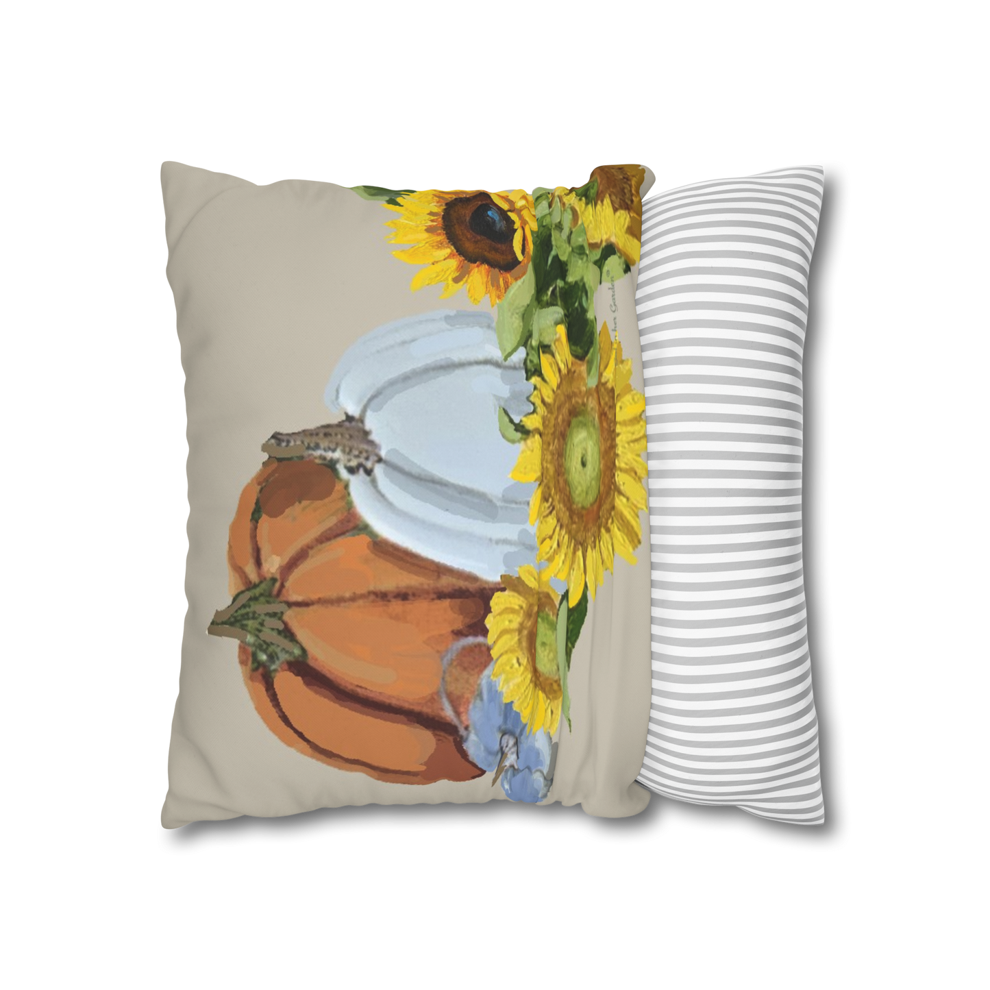 Beige Pumpkin & Sunflowers Pillow, Pillow Cover
