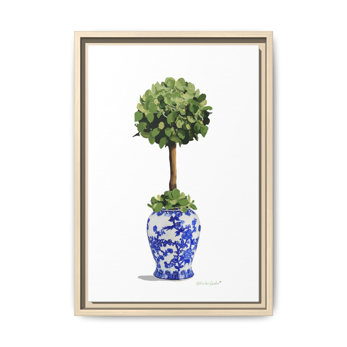 Single Topiary Chinoiserie, Framed Canvas