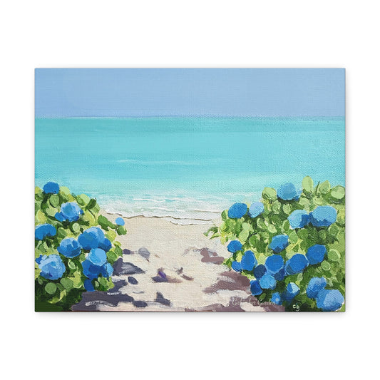 Hydrangeas by the Turquoise Sea, Unframed Poster or Canvas