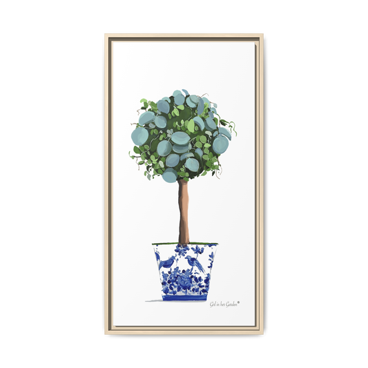 Blue & Green Eucalyptus Topiary Framed Canvas