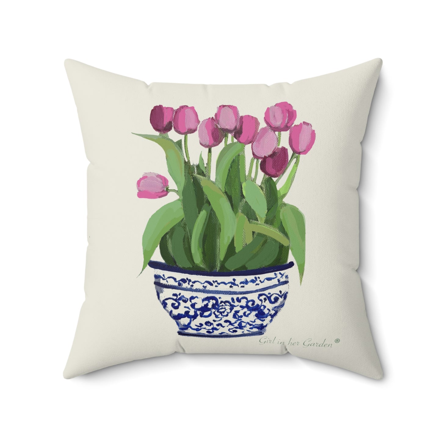 Tulip Floral Planter Pillow, Pillow Cover