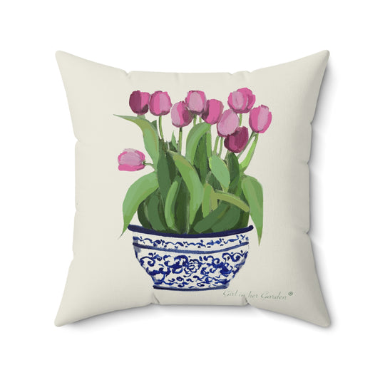 Tulip Floral Planter Pillow, Pillow Cover