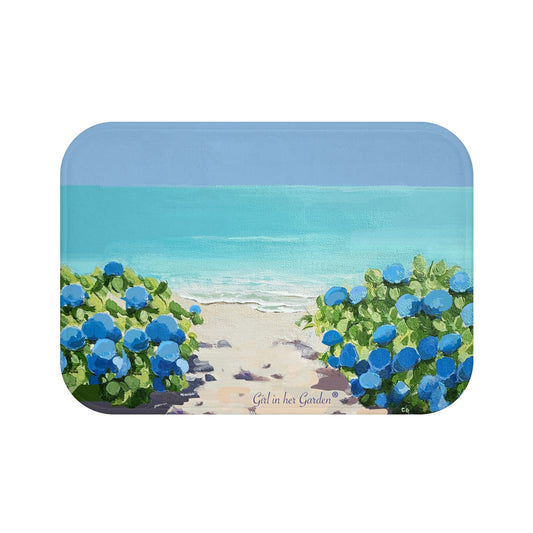 Kitchen & Bath Cushion Mat, Hydrangeas by the Sea