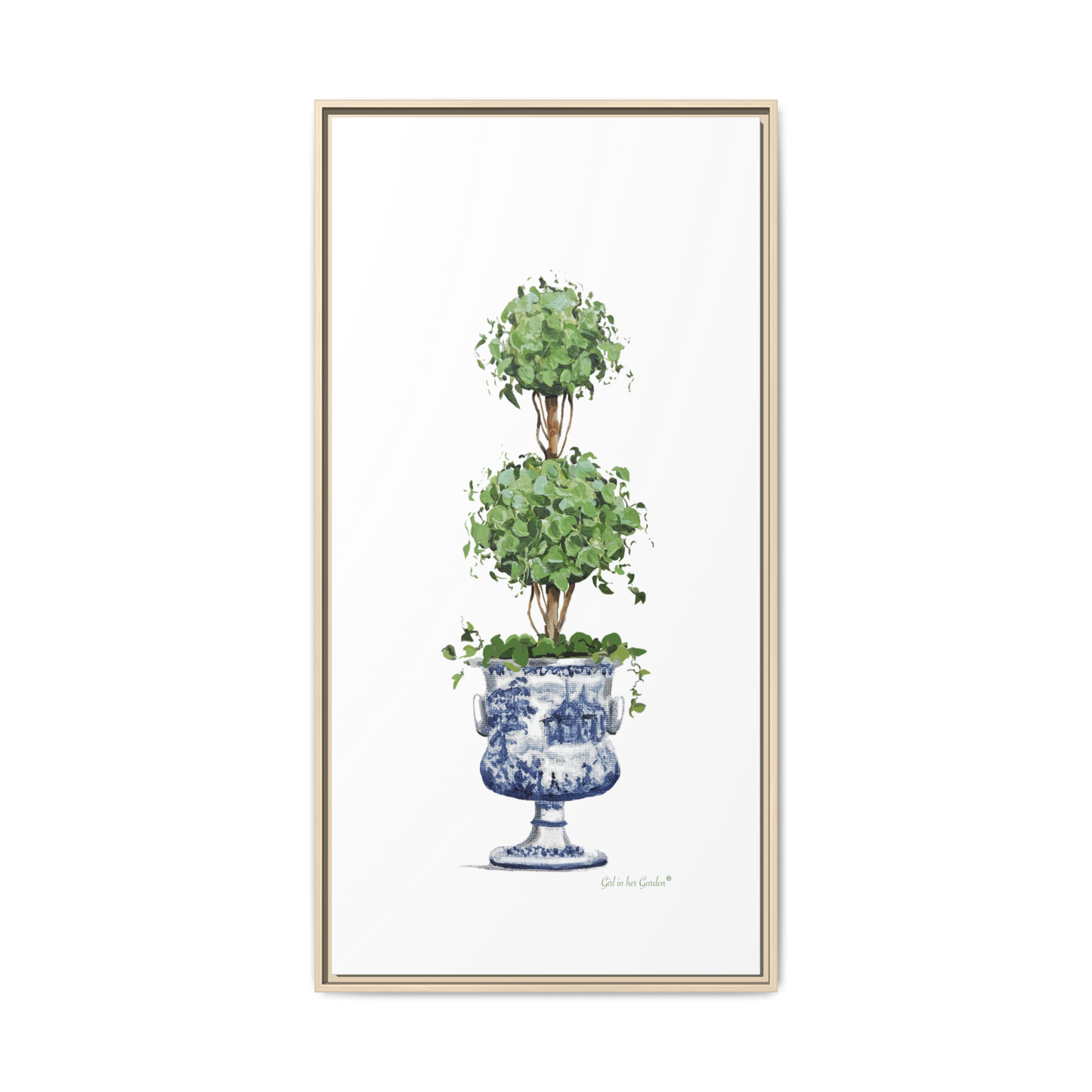 Double Topiary Tree, Framed Canvas