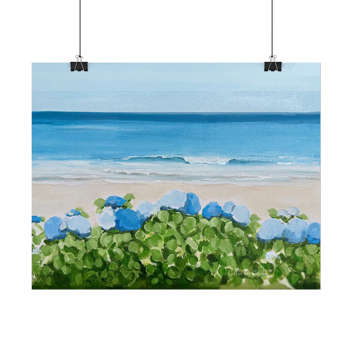 Hydrangeas on a the Ocean, Unframed Poster or Canvas