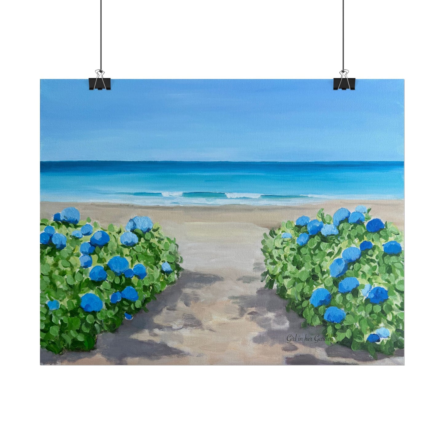 Hydrangeas on a the Beach, Unframed Poster or Canvas