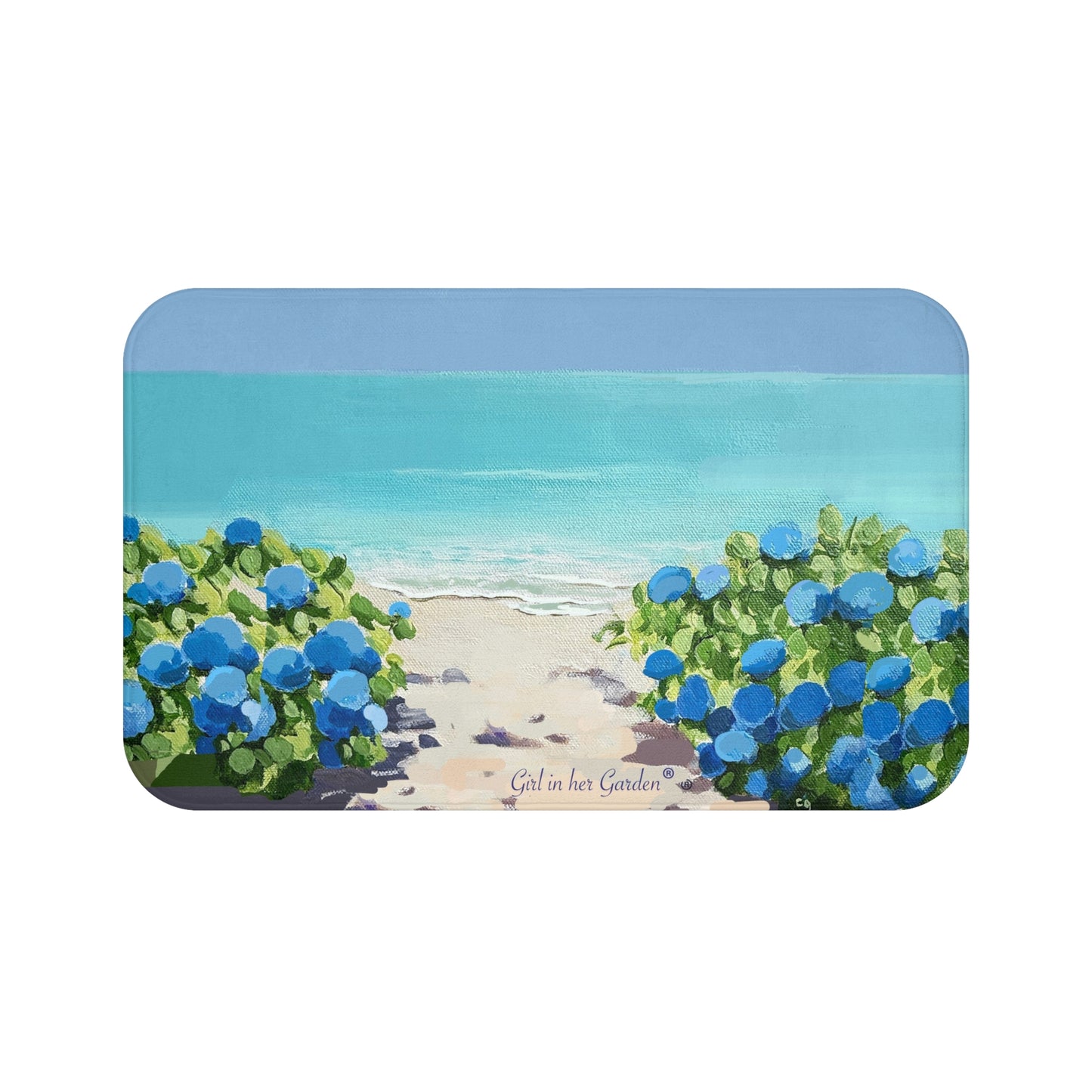 Kitchen & Bath Cushion Mat, Hydrangeas by the Sea