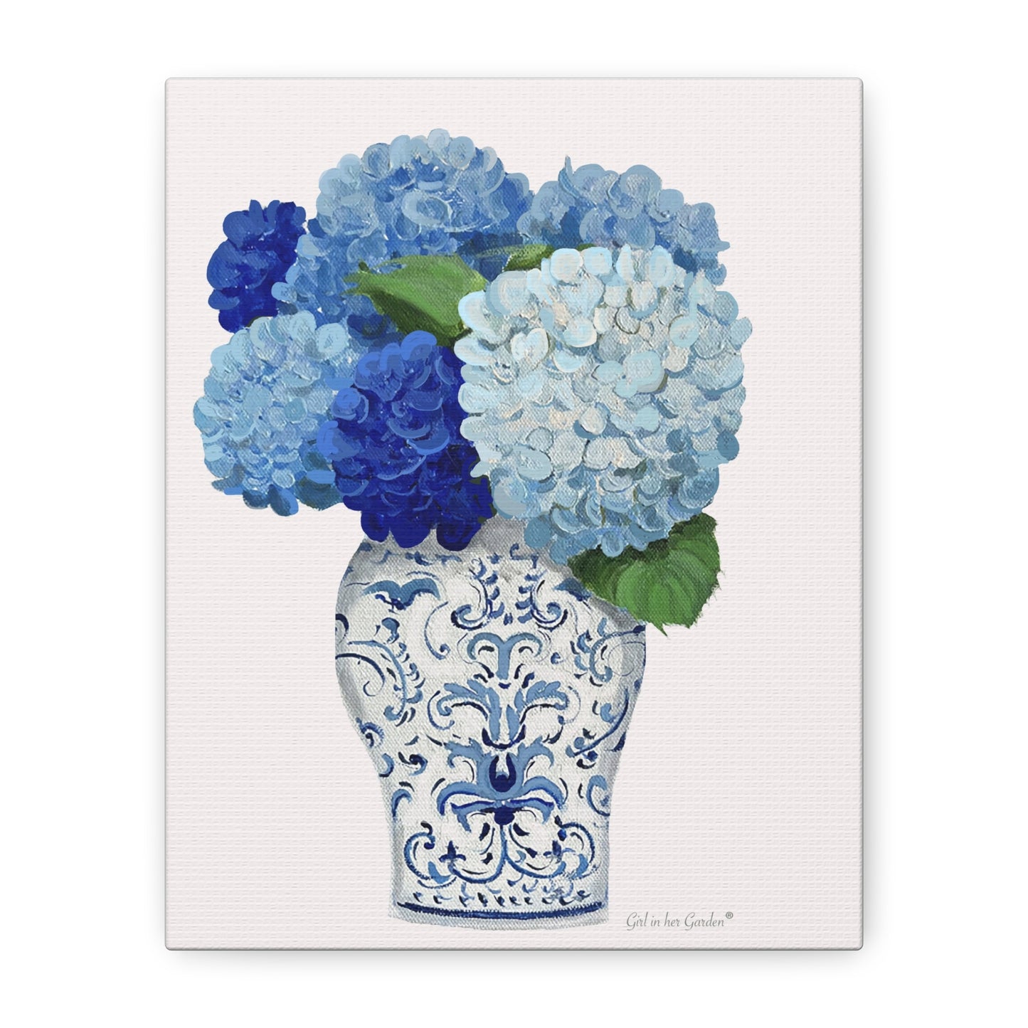 Blue Hydrangea Chinoiserie print Canvas