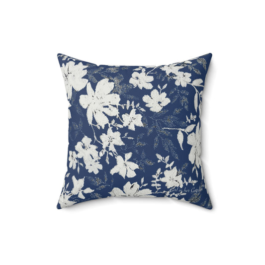Blue Floral Botanical Pillow, Pillow Cover