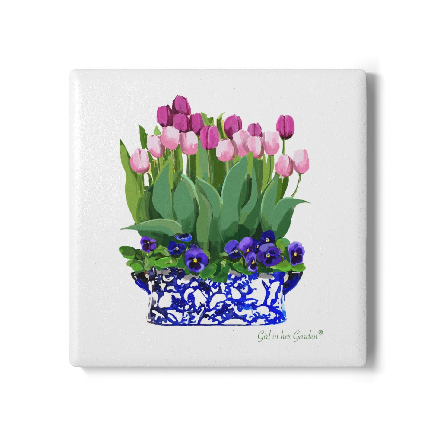Floral Planter Ceramic Coaster