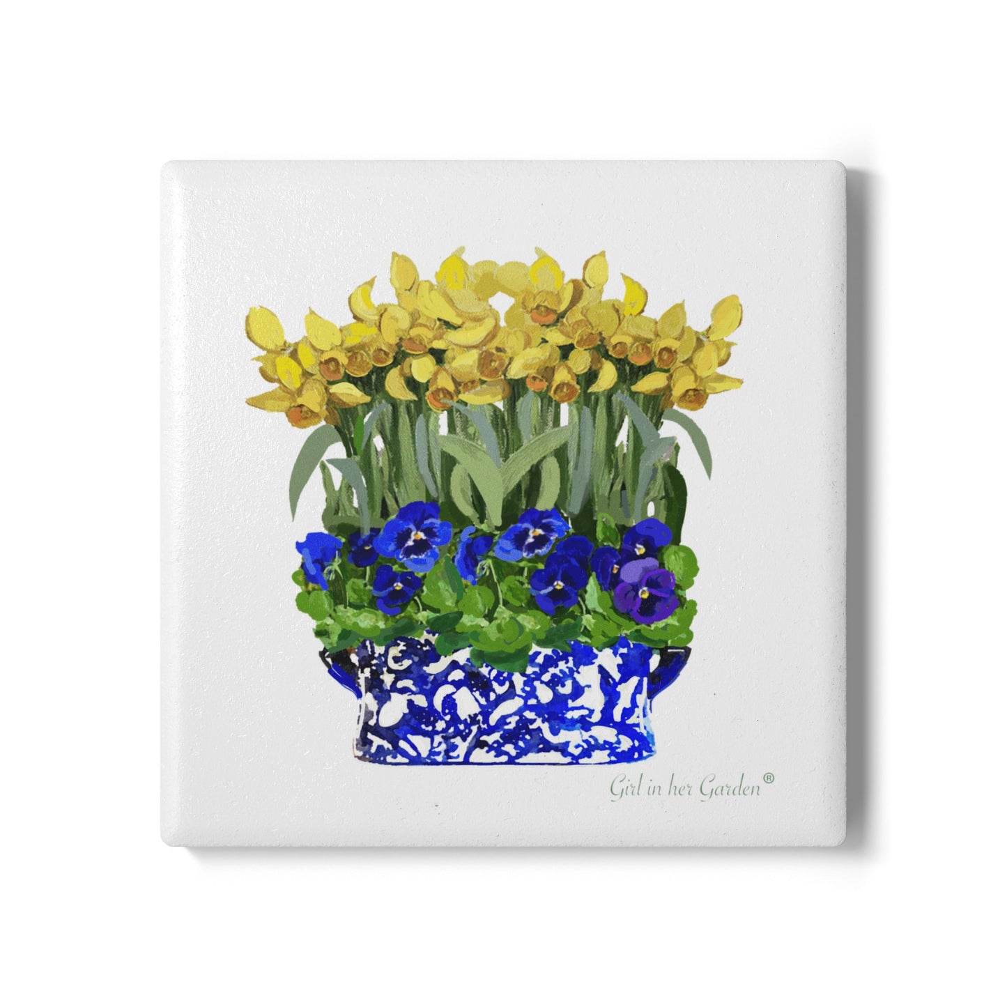 Floral Planter Ceramic Coaster