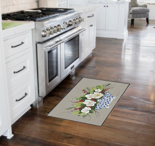 Beige Christmas Planter Rubber Floor Mat
