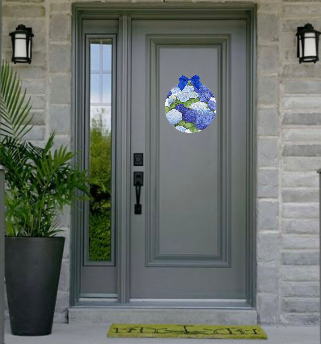 Multi-Blue Hydrangea Door Hanger