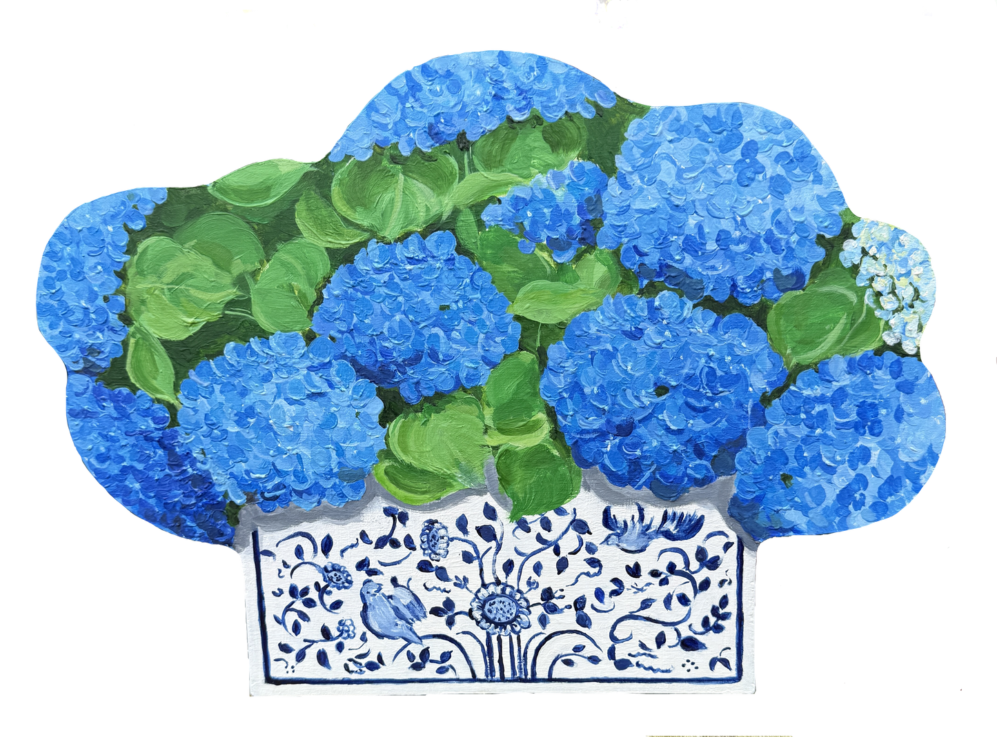 Blue Hydrangea Wood Decor