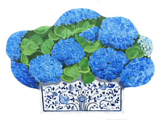 Blue Hydrangea Wood Decor